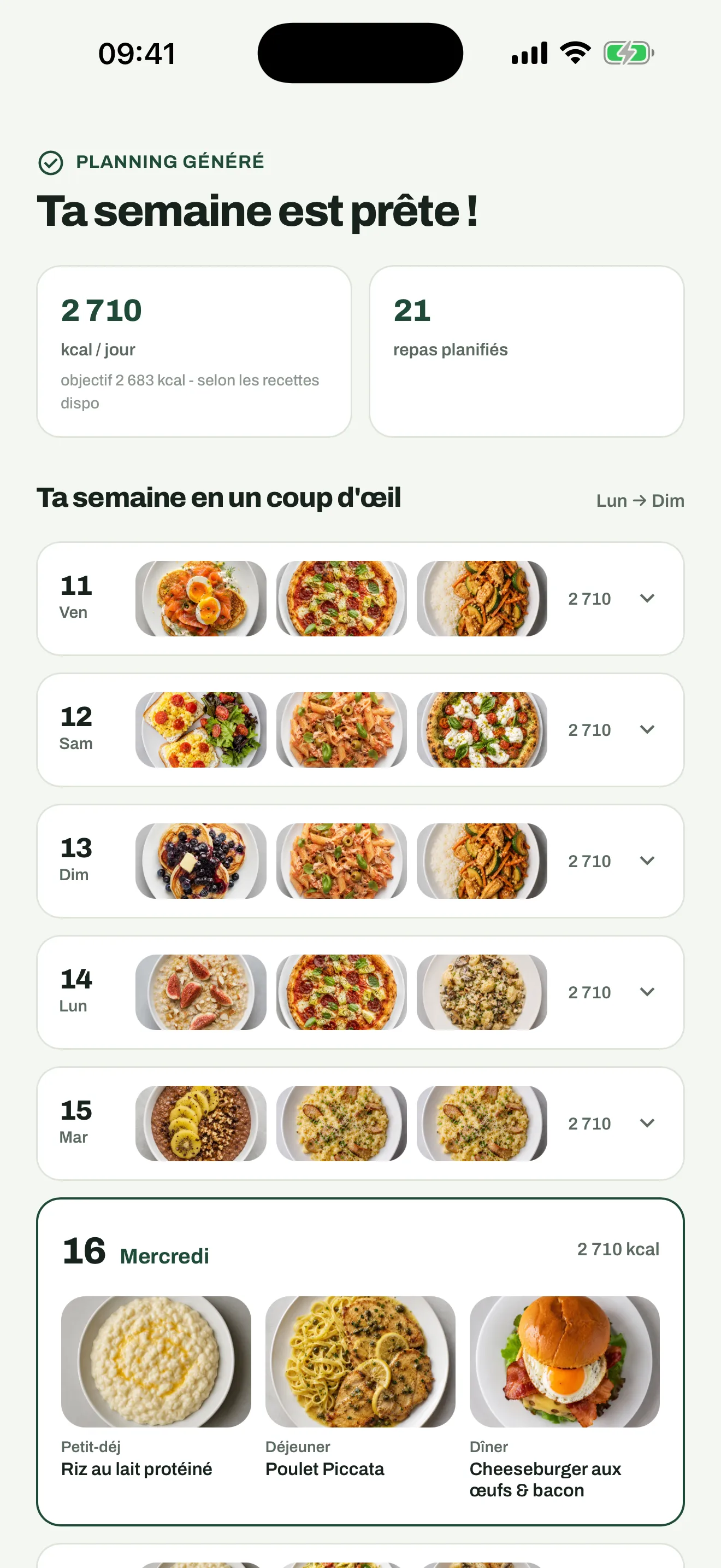 Kataro : « Ta semaine est prête », les repas planifiés jour par jour